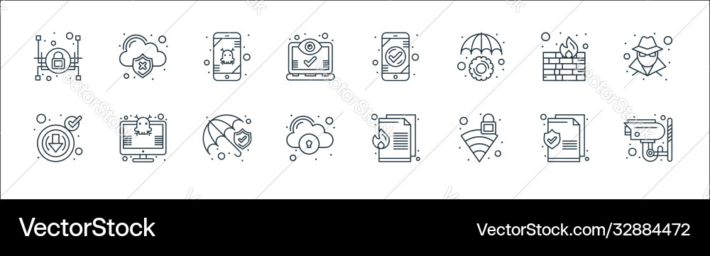 Web-Sicherheitslinie Icons lineare eingestellte Qualität vektorbild