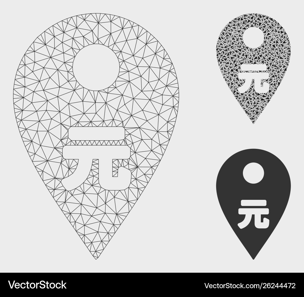 Yuan map marker mesh carcass model vector image