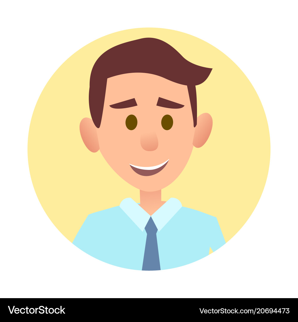 Boy avatar in round web button isolated on white Vector Image