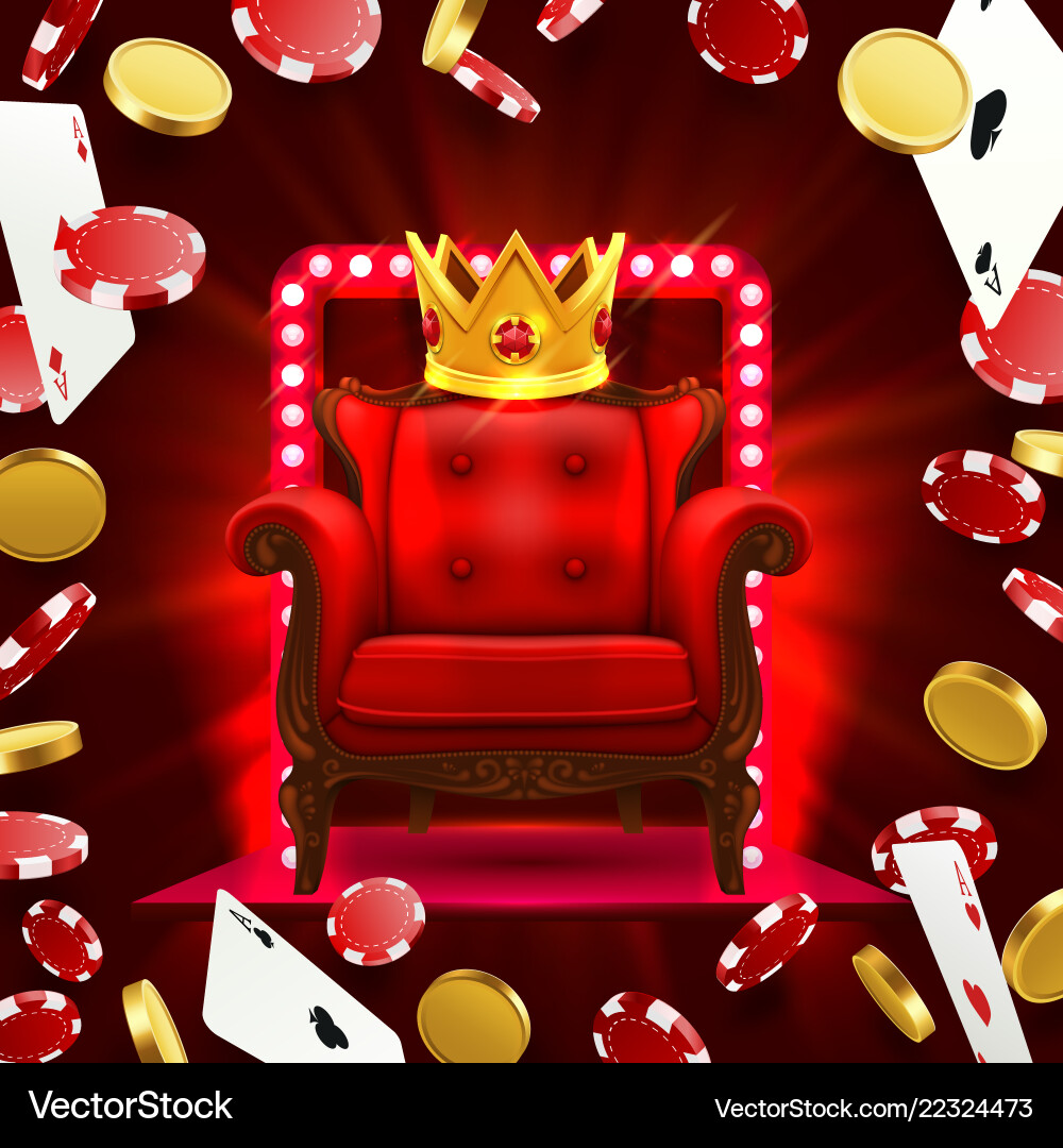 Chair king casino flying falling poker cards Chair king casino flying falling poker cards vector image