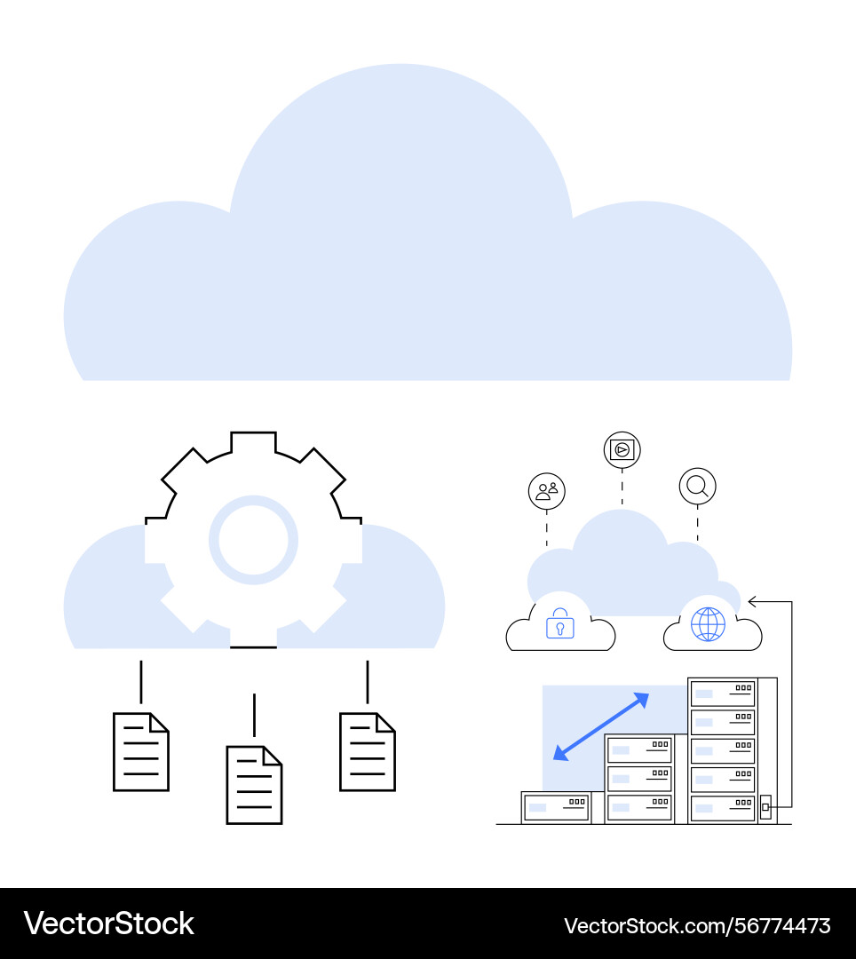 Cloud computing concept with data storage file Cloud computing concept with data storage file Vector Image