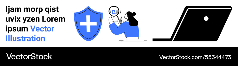 Cybersecurity analysis with shield magnifying Vector Image