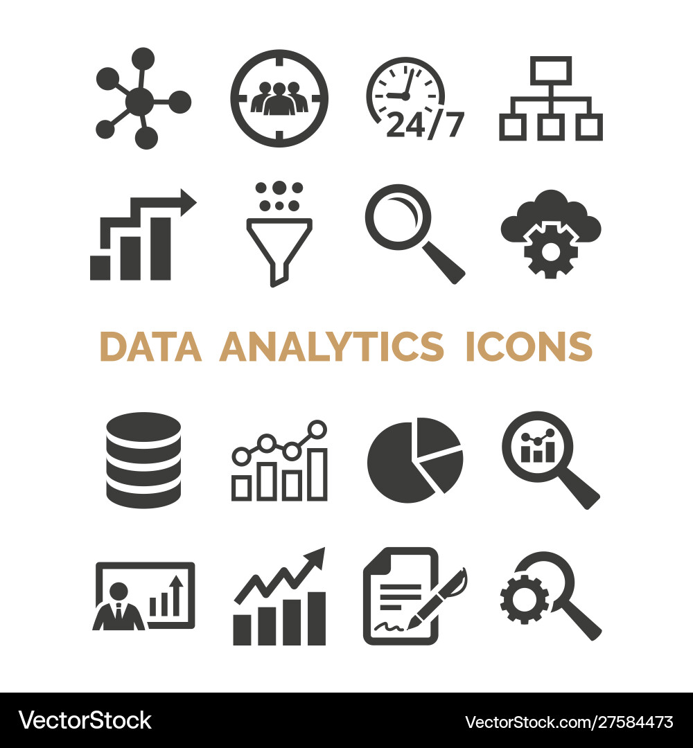 Data analytics icons set on white background Data analytics icons set on white background vector image