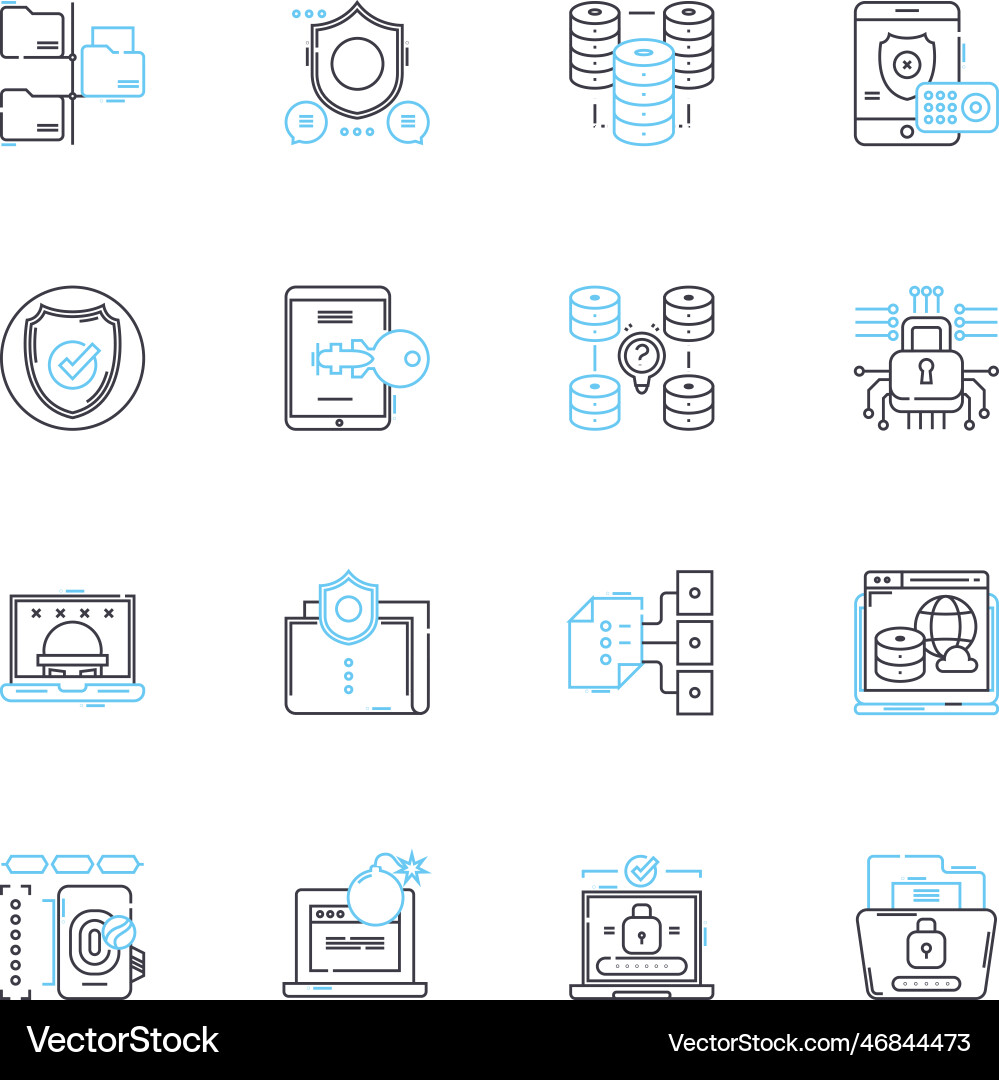 Data privacy linear icons set security Data privacy linear icons set security vector image