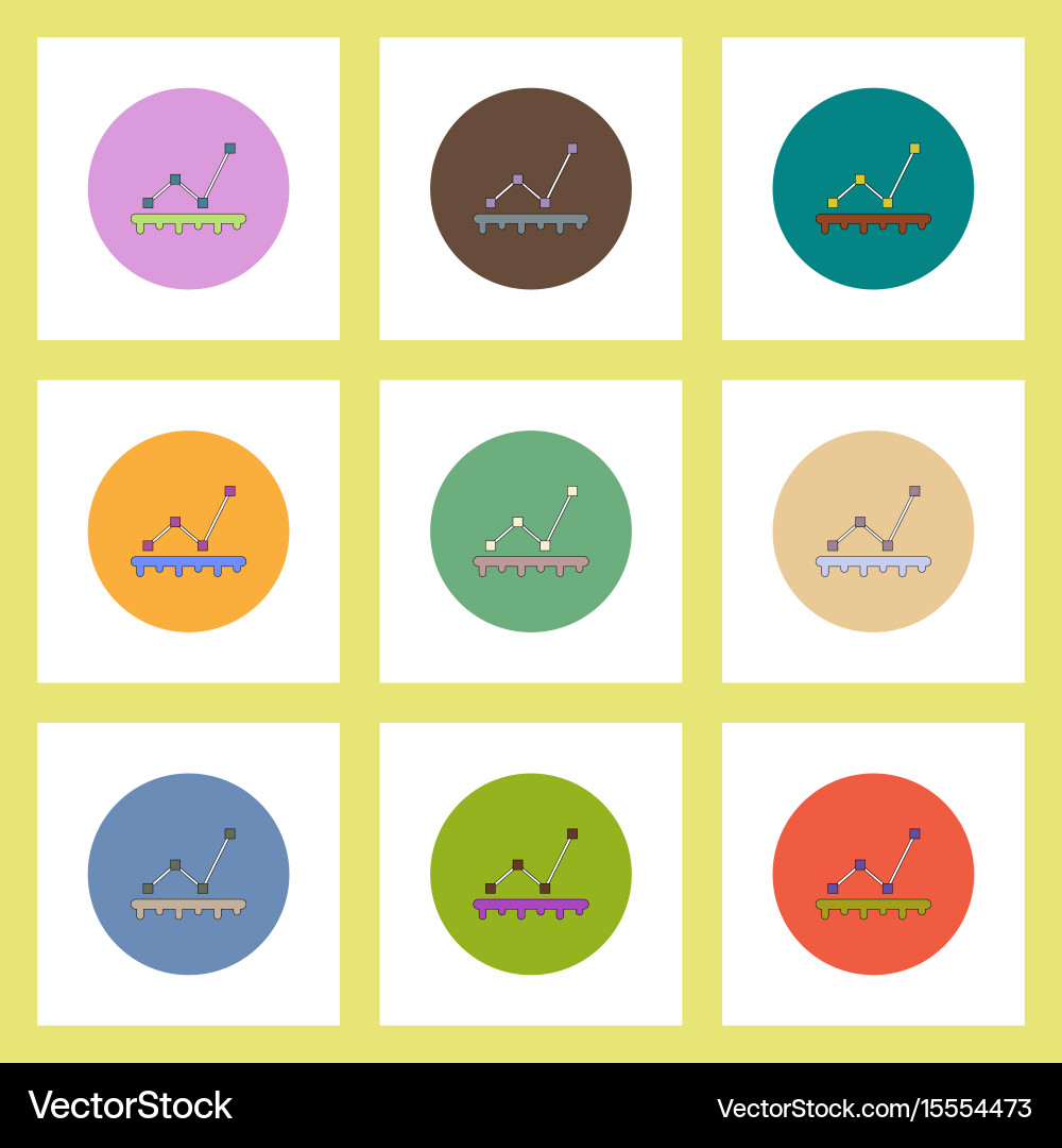 Flat icons set of progress statistics concept Vector Image