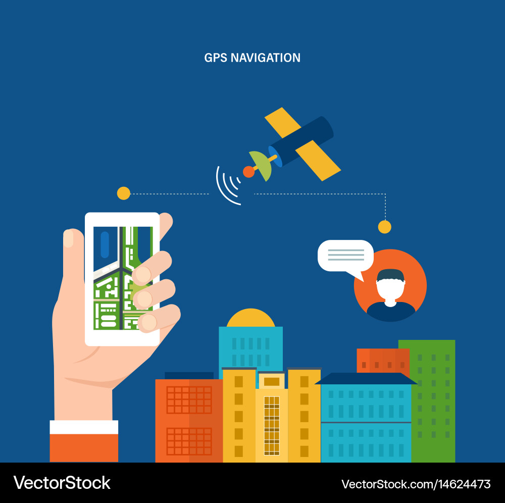 Gps navigation search route and building vector image