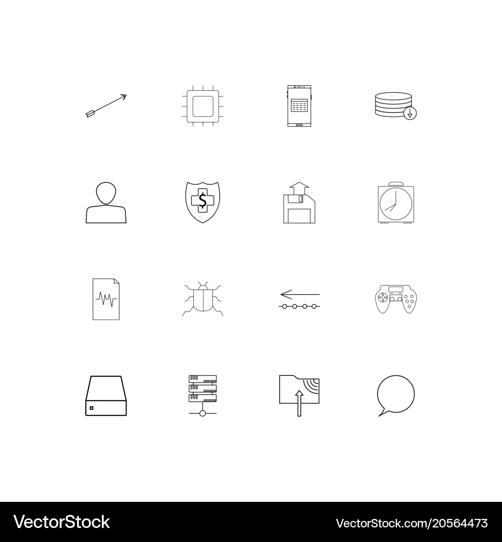Internet technologies simple linear icons set vector image