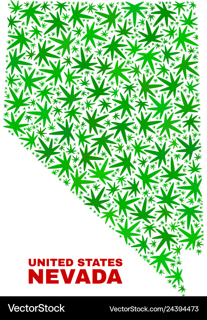 Marihuana verlässt Mosaik-Nevada Zustand Karte Marihuana verlässt Mosaik-Nevada Zustand Karte vektorbild