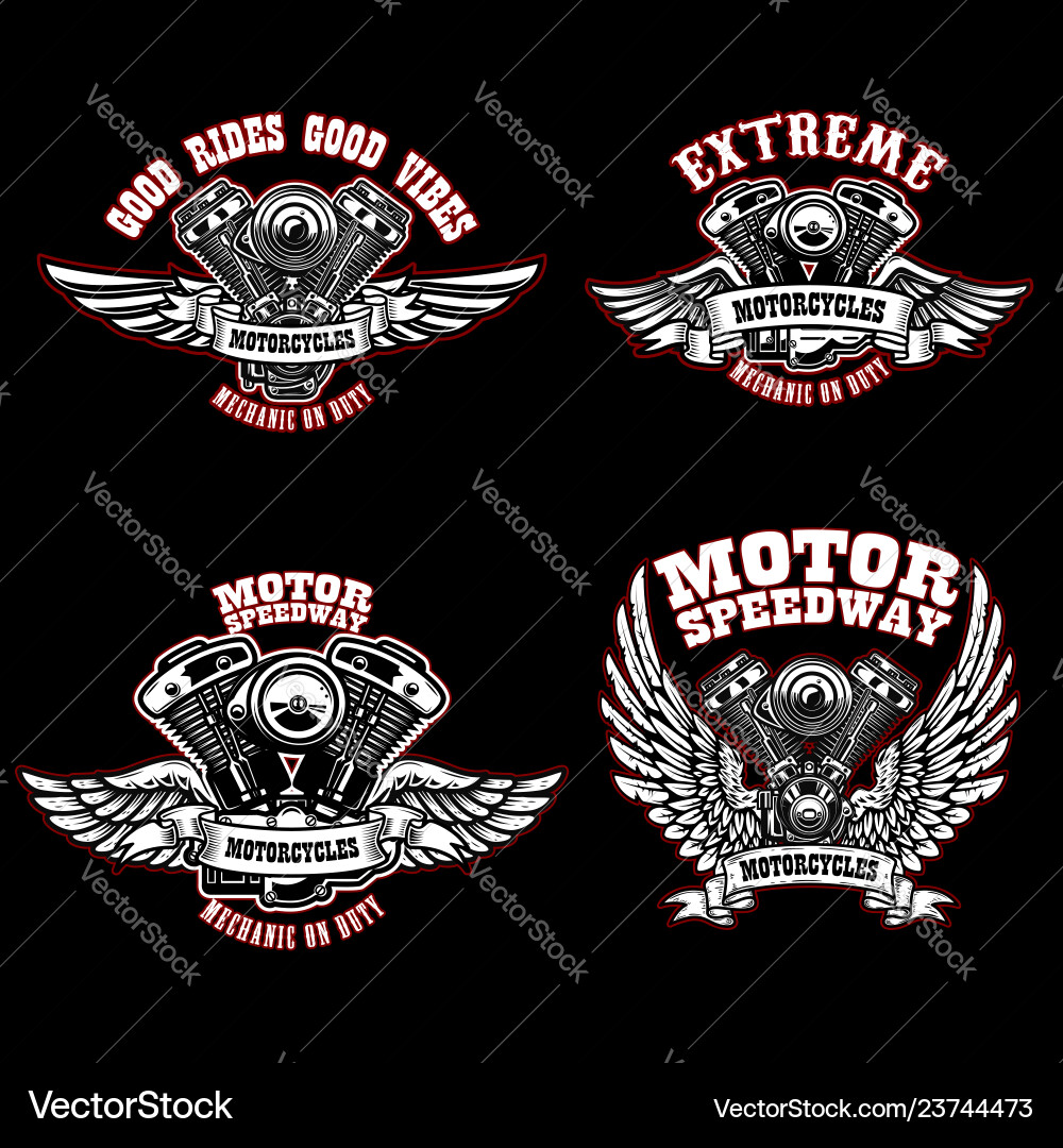 Motorcycle Emblem Collection Vector Image