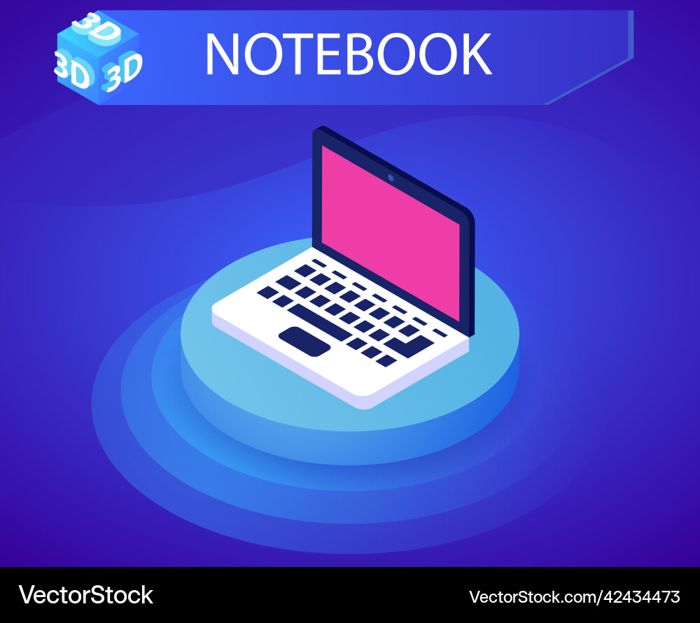 Notebook isometric design icon web 3d bunt Notebook isometric design icon web 3d bunt vektorbild