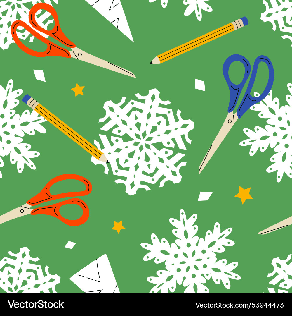 Paper snowflake seamless pattern Paper snowflake seamless pattern Vector Image