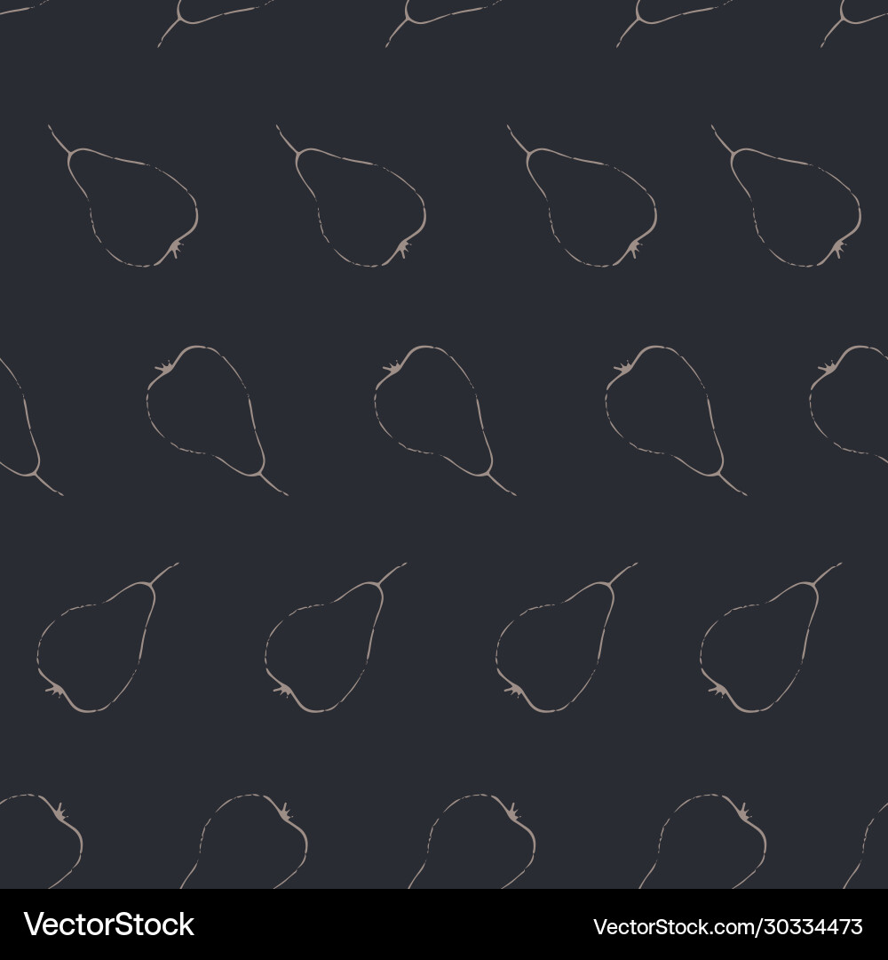 Pear pattern on black background vector image