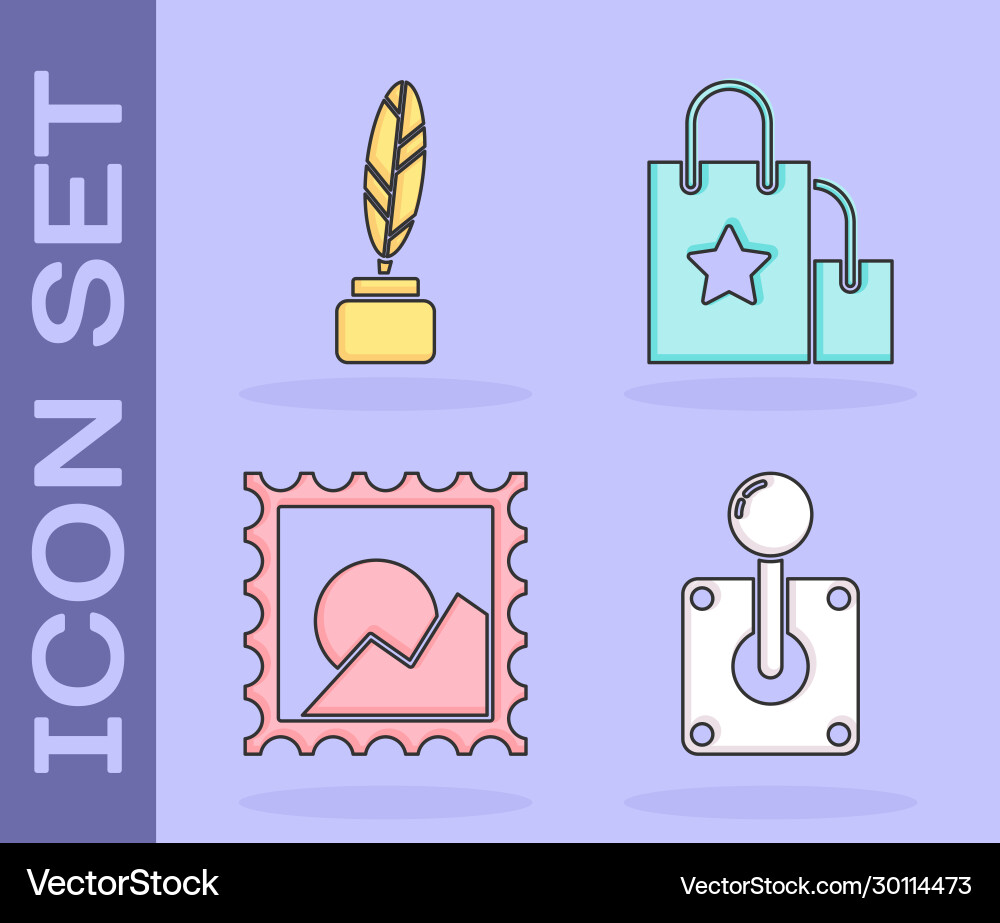 Set joystick for arcade machine feather Set joystick for arcade machine feather Vector Image