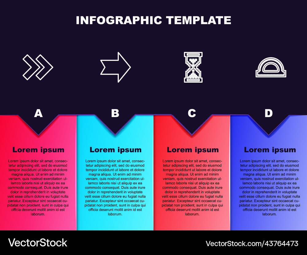 Set line arrow hourglass pixel and protractor Vector Image