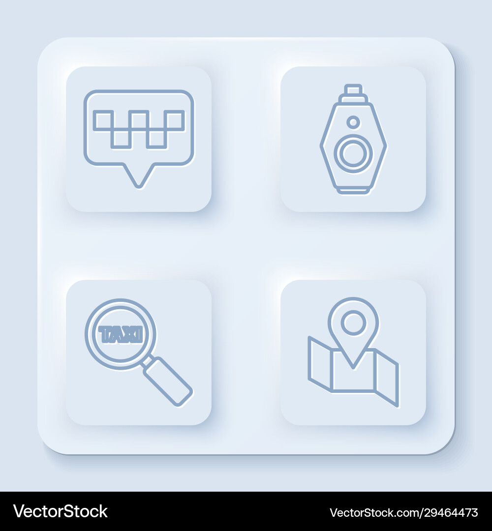 Set line map pointer with taxi car key Vector Image