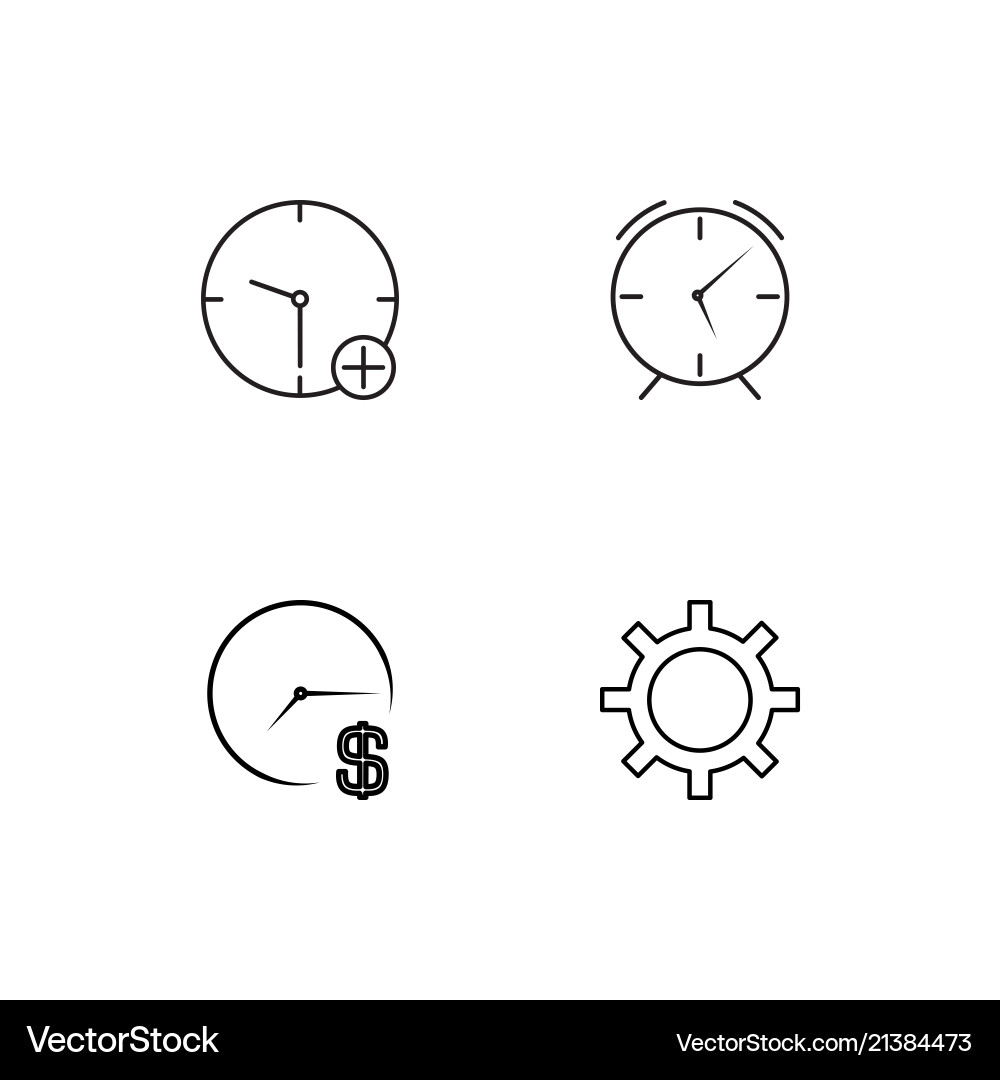 Time linear icons set simple outline vector image