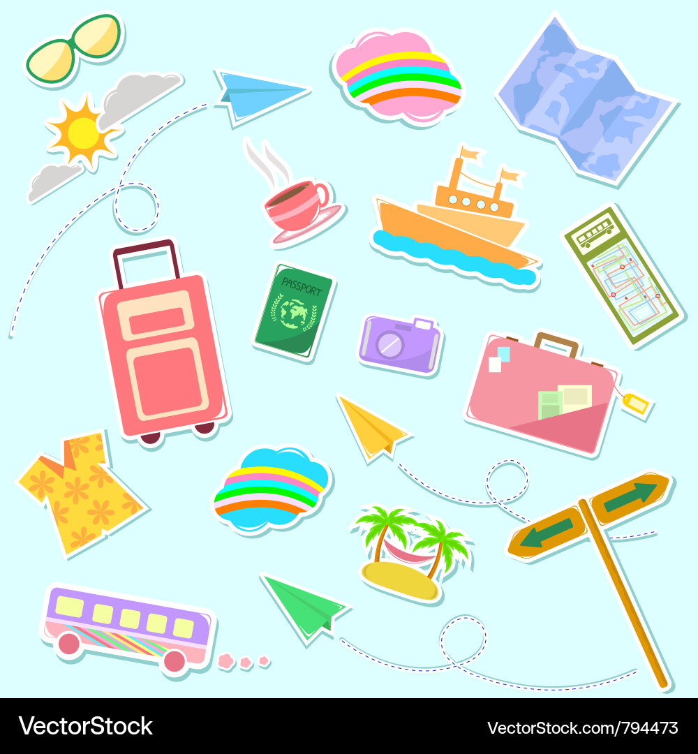 Travel & Vacation Icons Vector Image