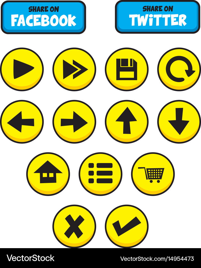 Video game asset menu icon button layer art set Vector Image