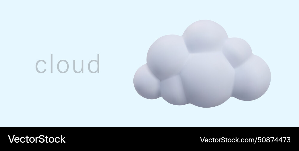 White soft round single cloud in 3d style Vector Image