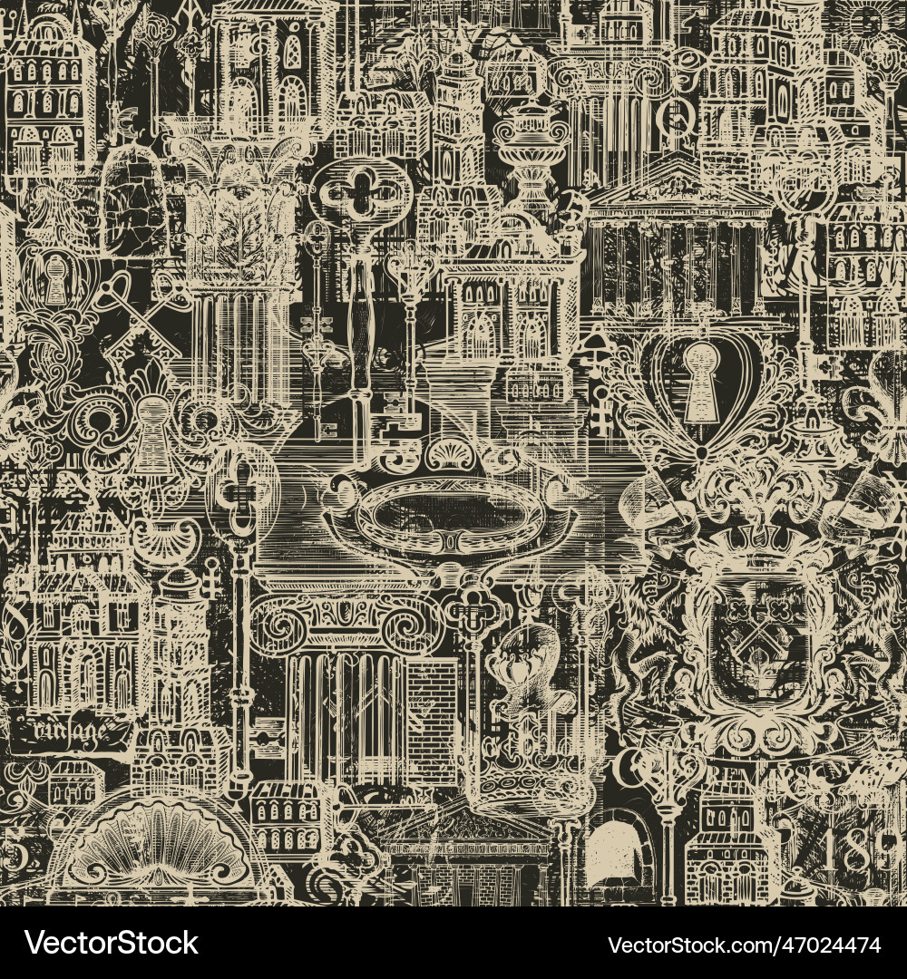 Abstract seamless pattern on ancient architecture Abstract seamless pattern on ancient architecture vector image