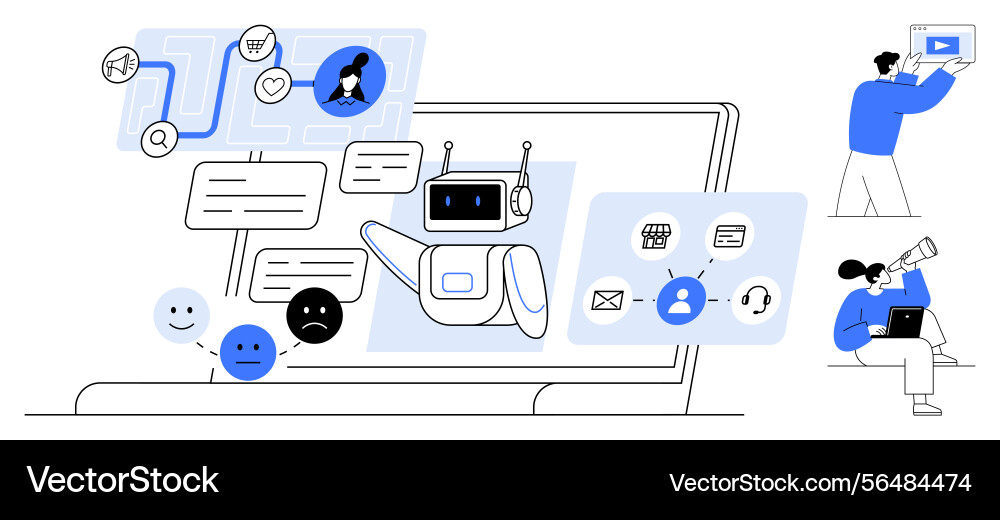 Ai chatbot assisting users through conversational Ai chatbot assisting users through conversational vector image