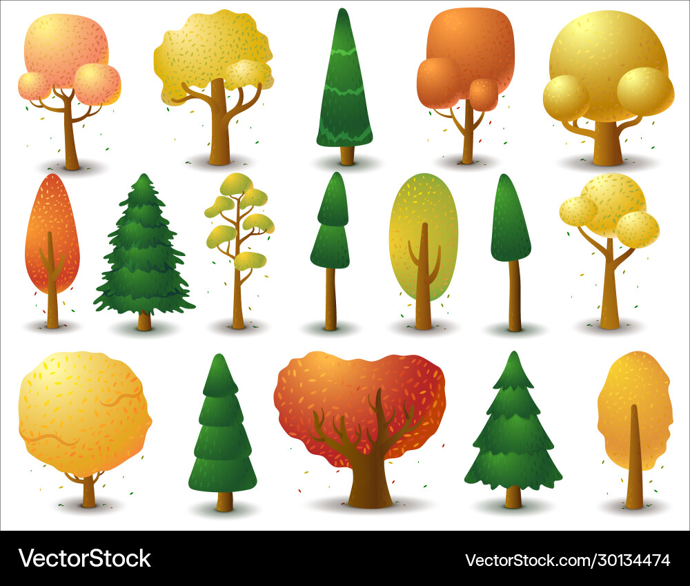 Big set deciduous and coniferous trees Big set deciduous and coniferous trees Vector Image