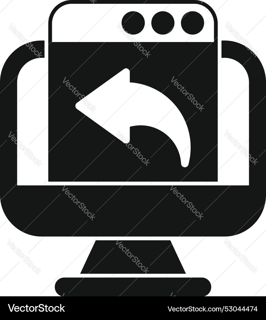 Computer showing back arrow icon for website Computer showing back arrow icon for website vector image