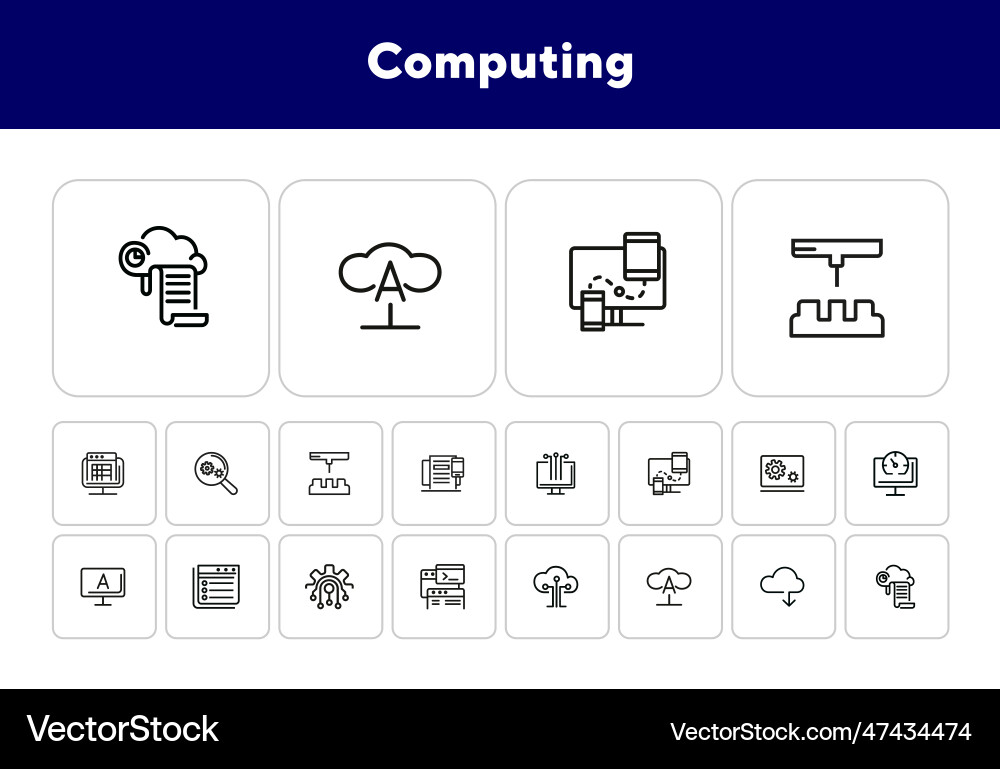 Computing line icon set Computing line icon set vector image