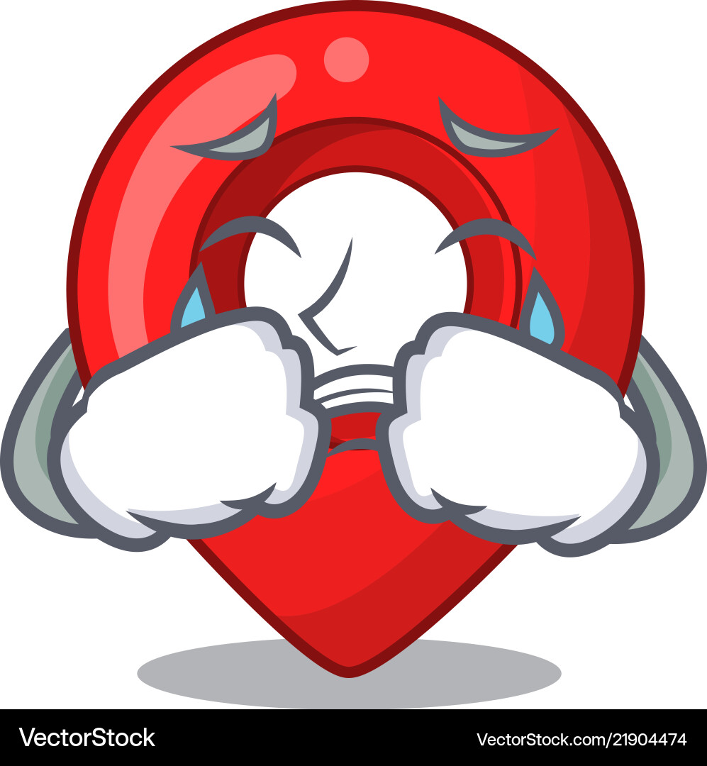 Crying map pointer navigation pin mascot cartoon Crying map pointer navigation pin mascot cartoon vector image