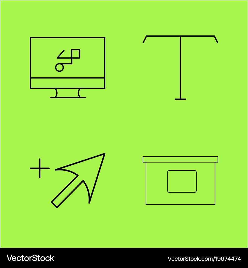Design elements simple linear outline icon set vector image