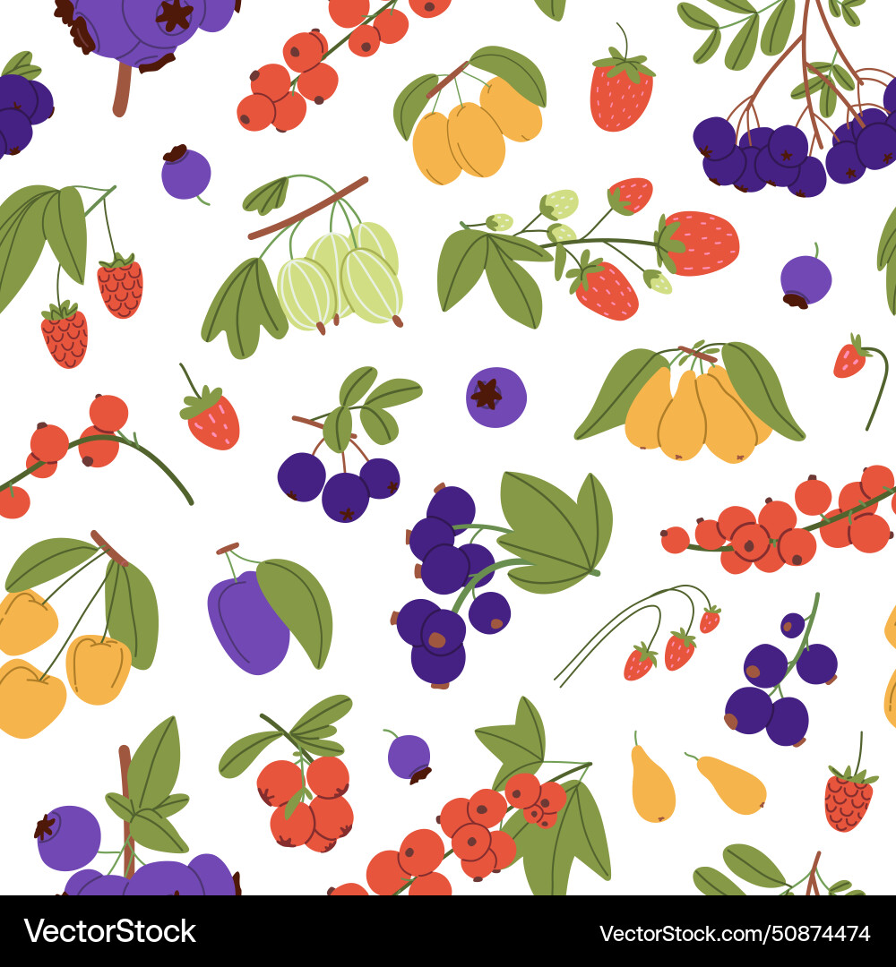 Different ripe berries on endless background vector image