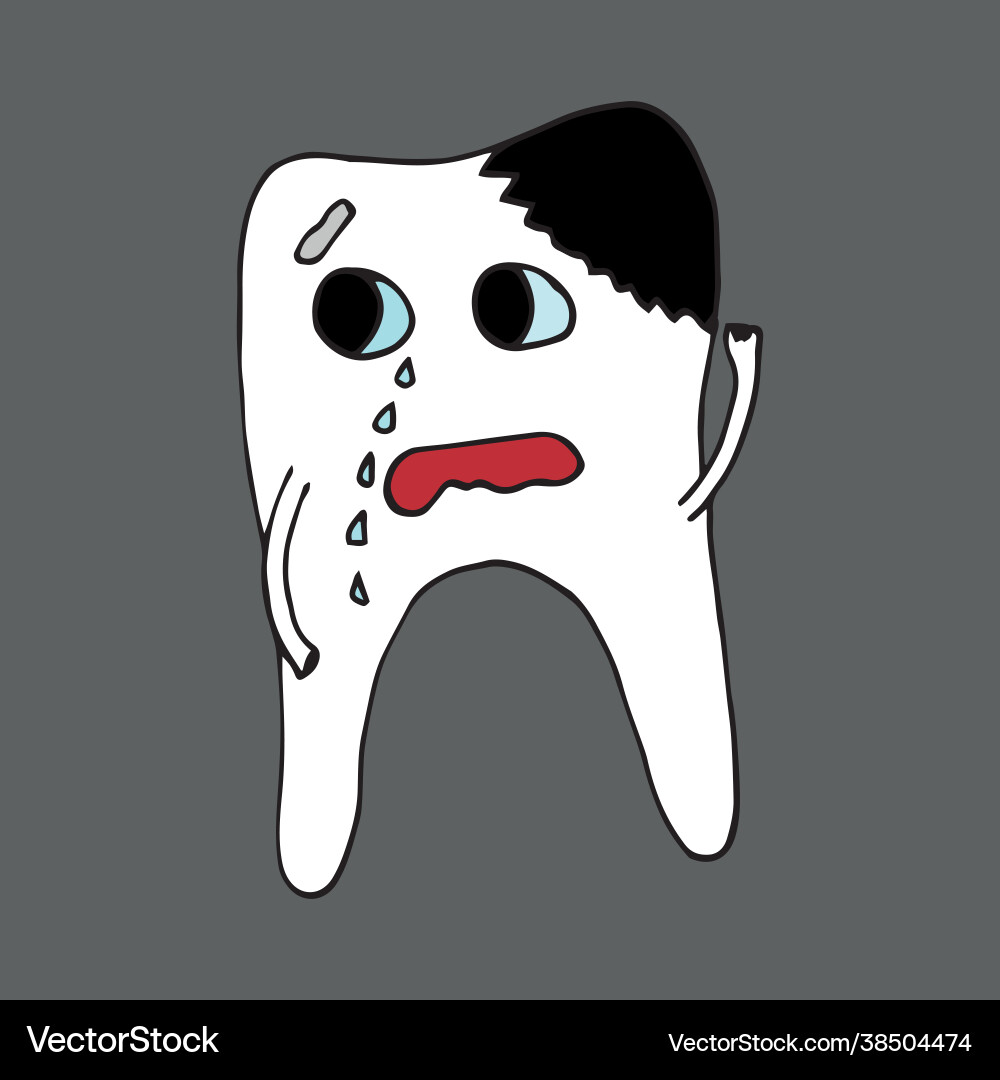 Funny tooth character with caries and without Funny tooth character with caries and without vector image