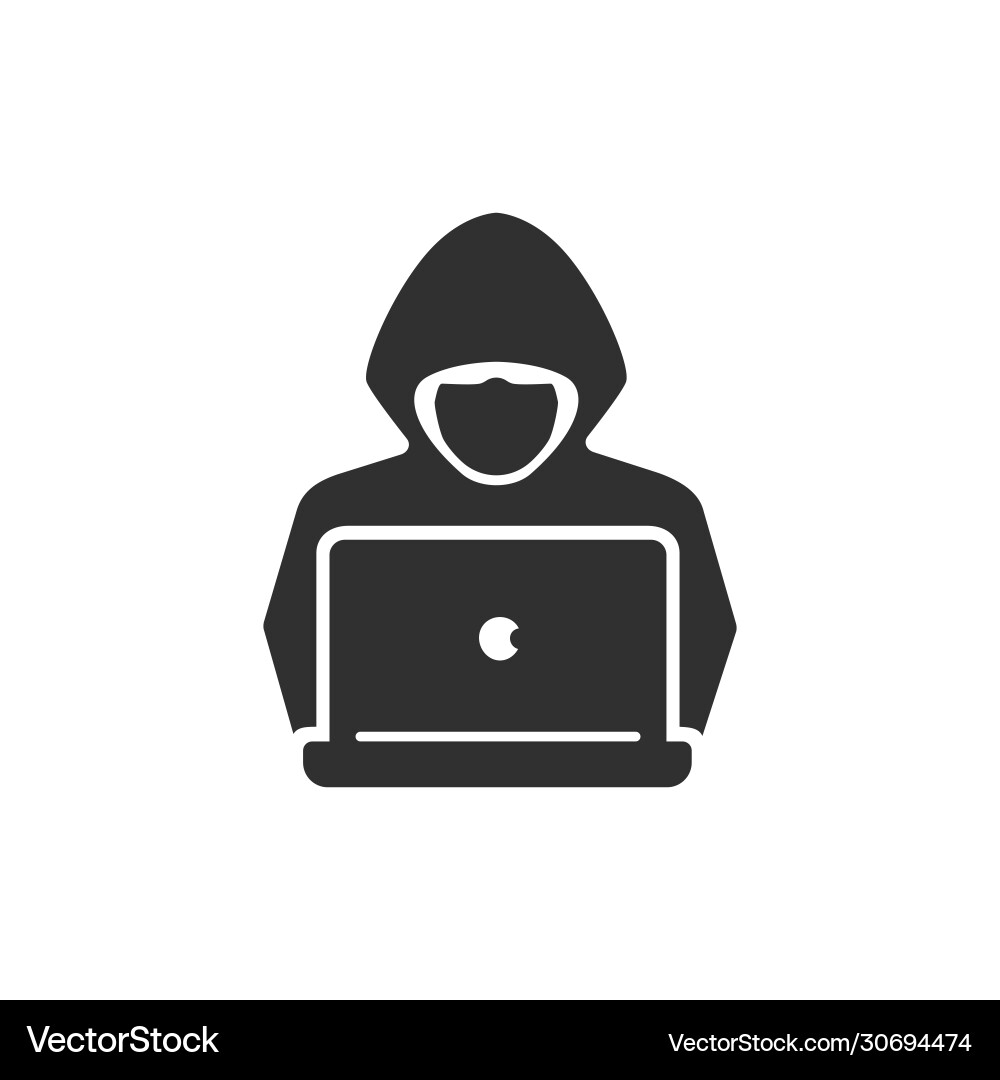 Hacker Man with Mask Icon vector image