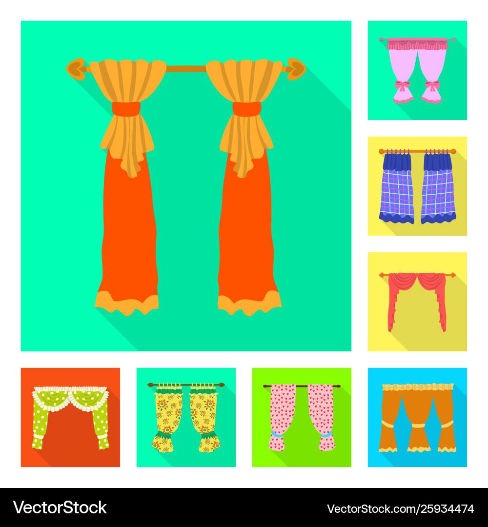 Isolated object curtains and drapes logo set Vector Image