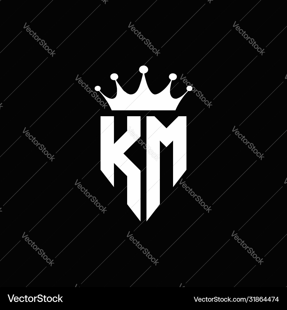 Km Logo Monogramm Emblem Stil mit Krone Form Km Logo Monogramm Emblem Stil mit Krone Form vektorbild