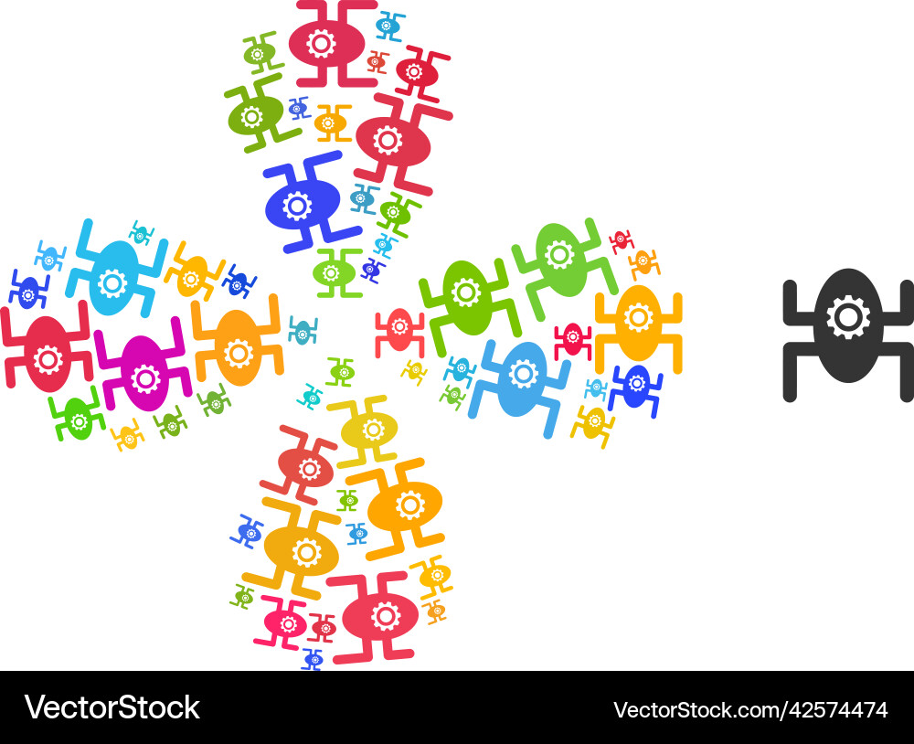 Microrobot icon multicolored curl bang Microrobot icon multicolored curl bang vector image