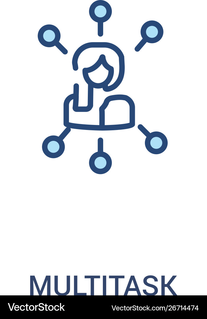 Multitask concept 2 colored icon simple line Multitask concept 2 colored icon simple line vector image