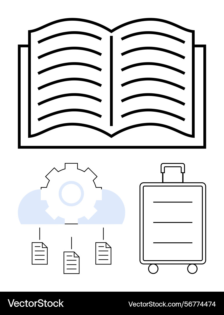 Open book with text lines cloud integration Open book with text lines cloud integration vector image