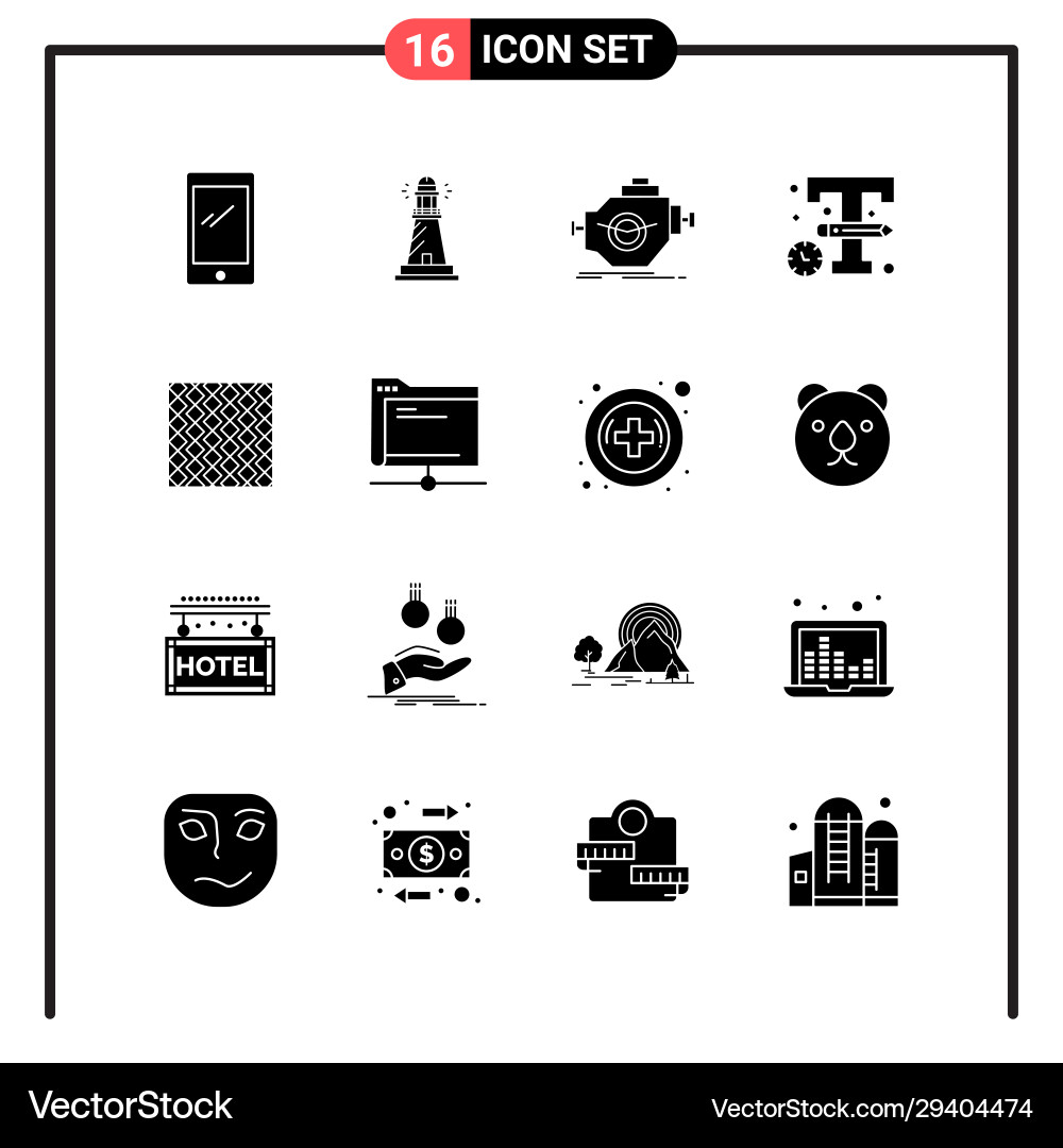 Set 16 solid style icons for web and mobile Vector Image