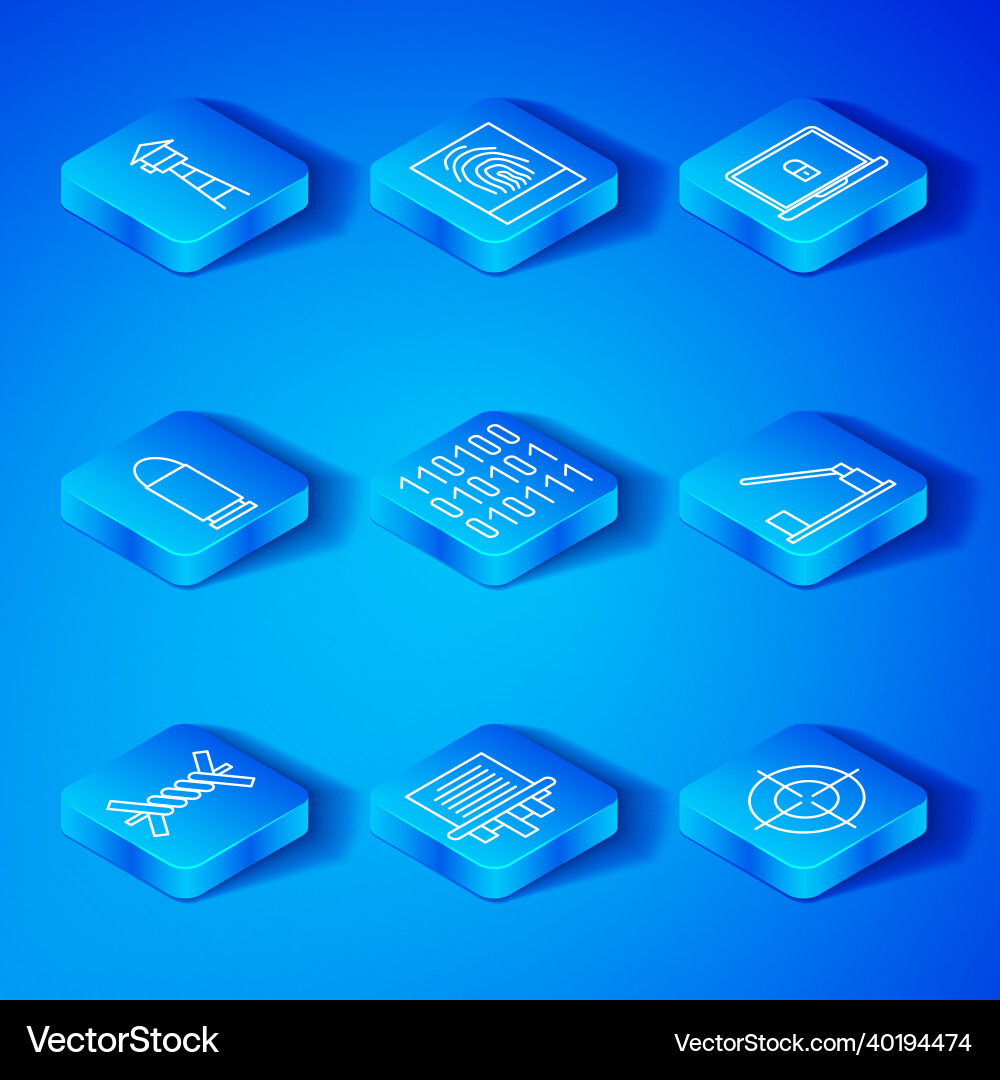 Set line barbed wire binary code paper shredder vector image