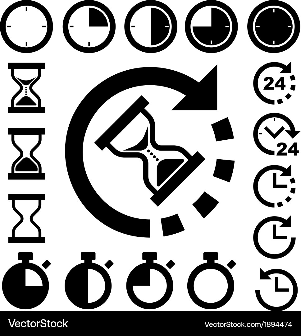 Time & Clock Icons - Set of 8 Icons vector image