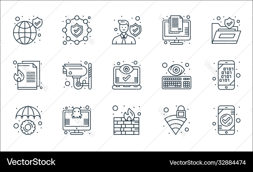 Web security line icons linear set quality vector image
