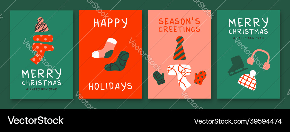 Winter Clothes Festive Card Set Vector Image