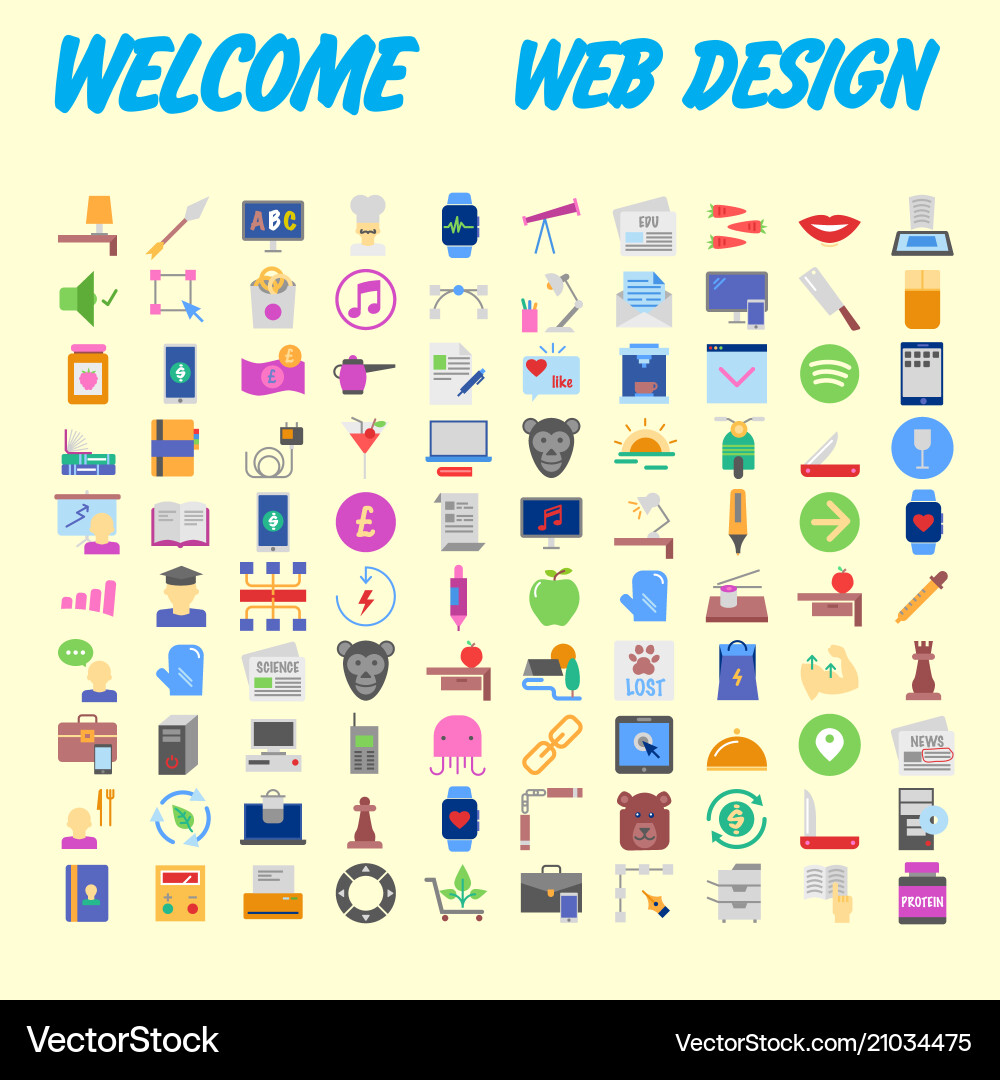 100 icon set trendy thin and simple icons for web 100 icon set trendy thin and simple icons for web vector image