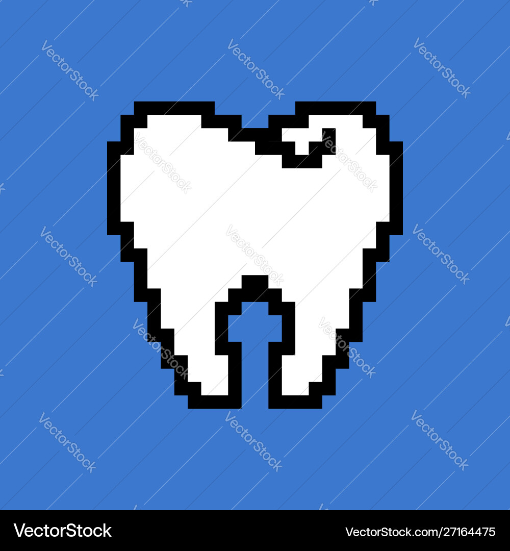 8-Bit Pixel Art Tooth – Royalty-Free Vector | VectorStock