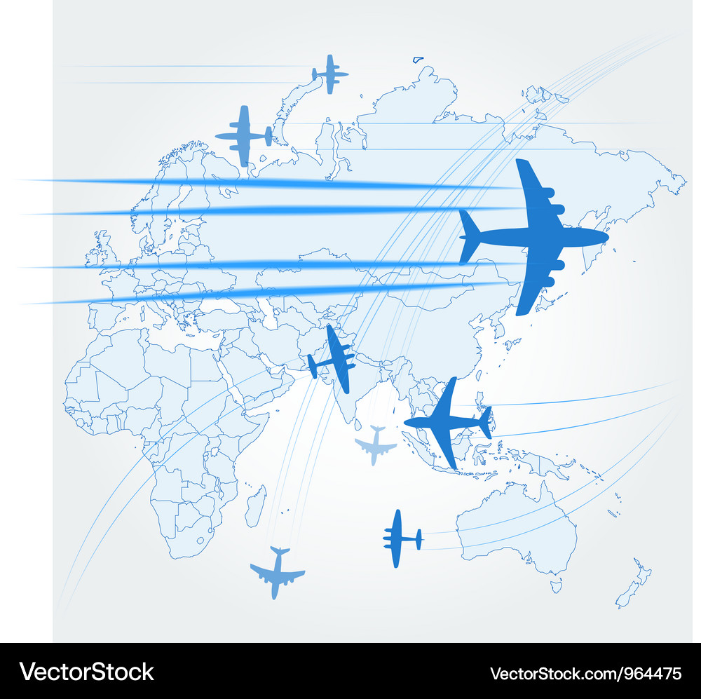 Airplane Paths and Global Flight Routes Vector Image