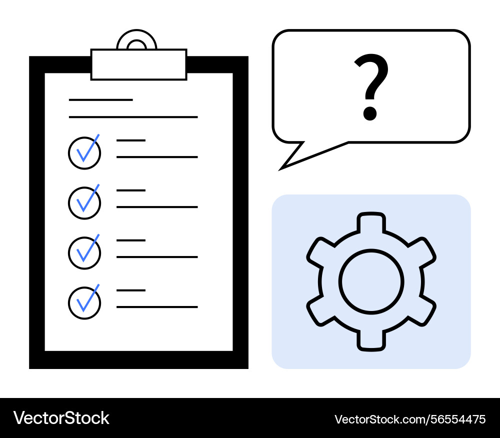 Checklist with completed tasks gear icon vector image