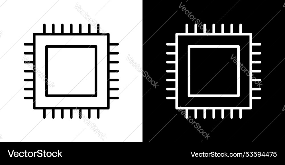 Computer microchip thin line icon set Computer microchip thin line icon set Vector Image