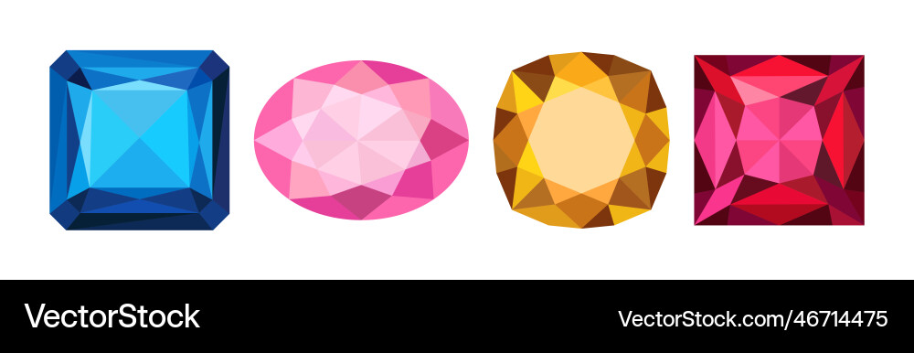 Gems and diamonds of different shape color Gems and diamonds of different shape color vector image