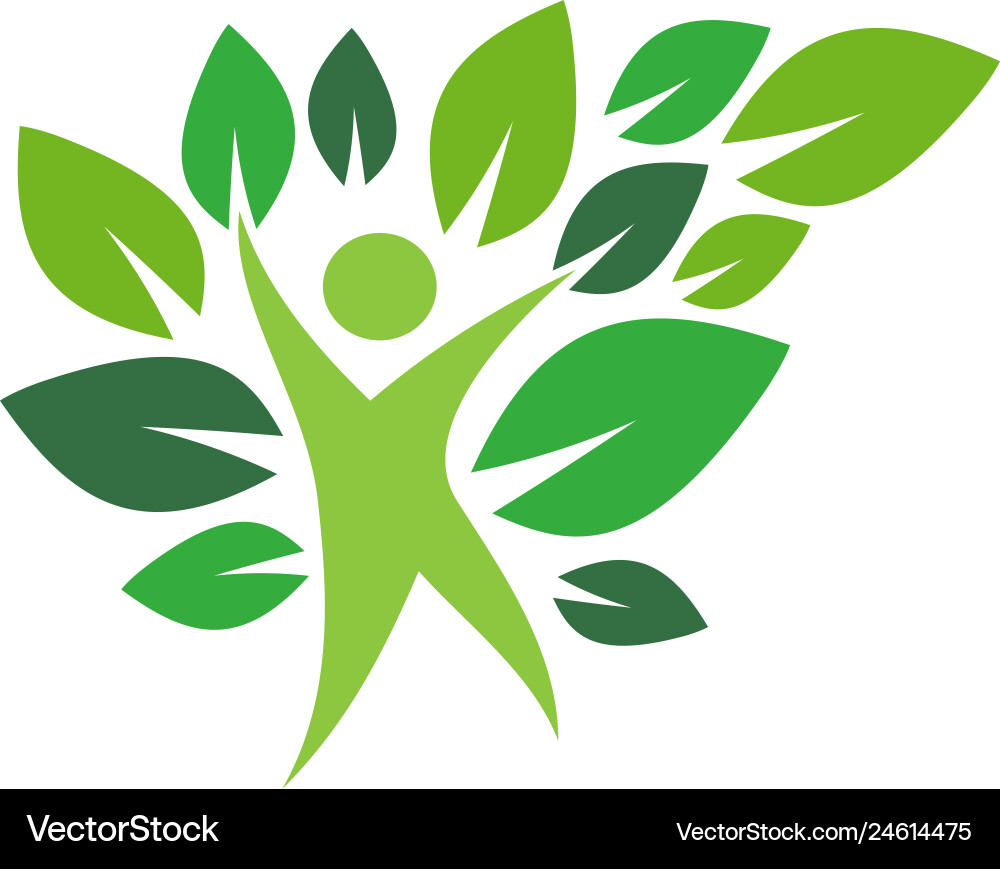 Human silhouette and green leaves Human silhouette and green leaves vector image